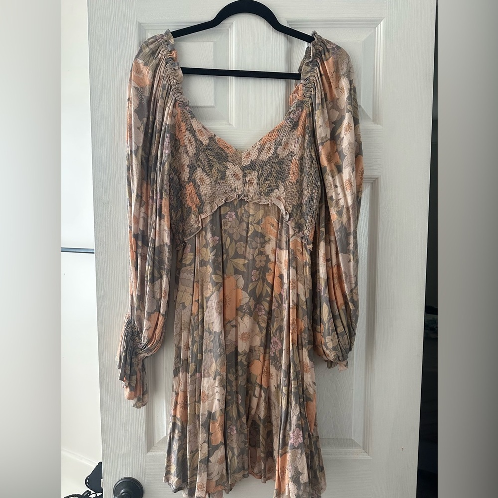 NWT Peaches and Cream Floral Long Sleeve Dress Boho size L